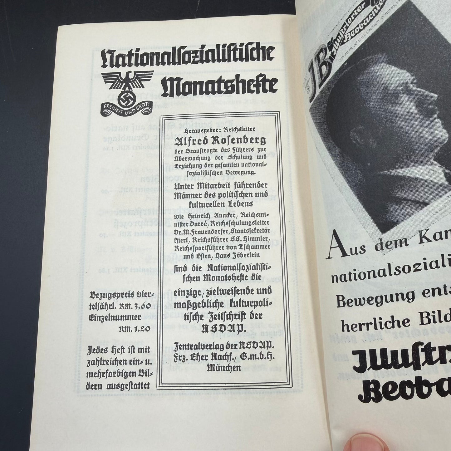 Interior page from Nationalsozialistische Monatshefte advertisement section