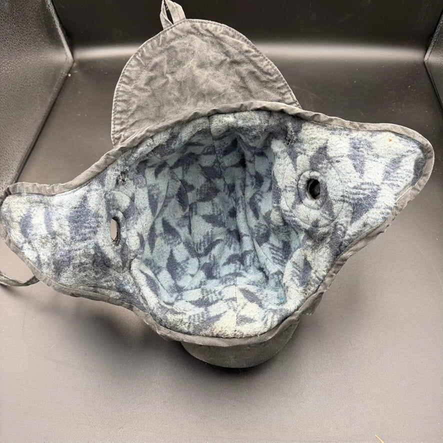 Interior view of original Soviet TSh-3 tank helmet with wool flannel lining