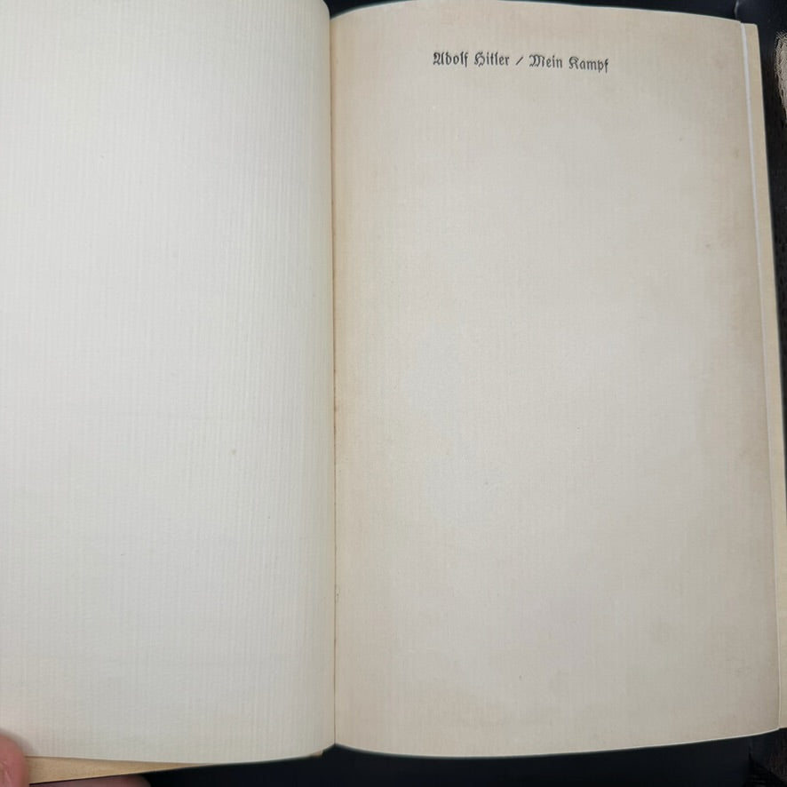 Blank endpapers inside original 1933 Mein Kampf edition