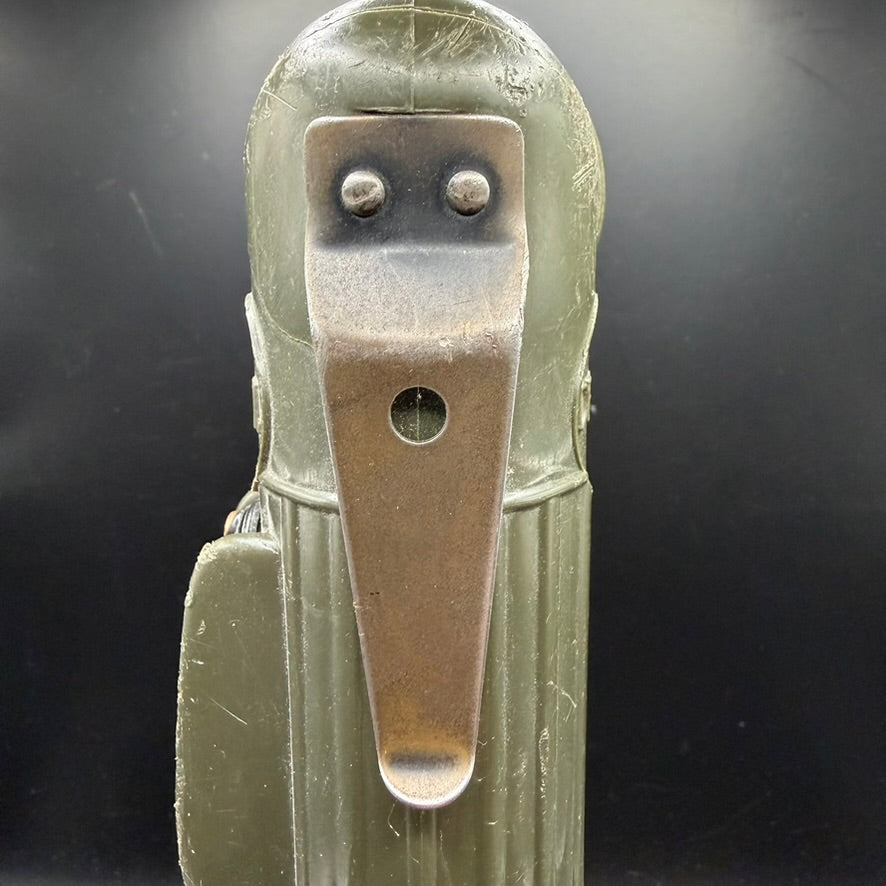 Detail of metal belt clip on WWII U.S.N. flashlight