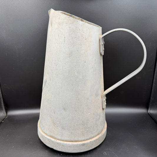 WW2 German aluminium measuring jug with pouring spout and riveted handle