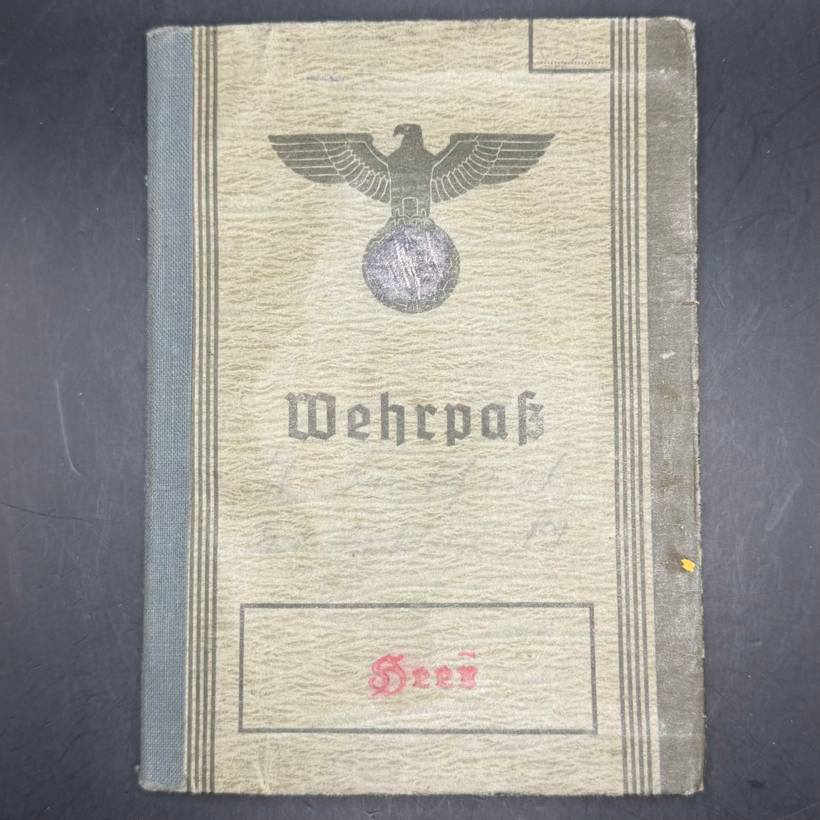 Front cover of original WWII German Wehrpass with eagle emblem