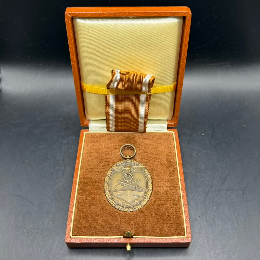WWII German West Wall Medal displayed in original presentation case