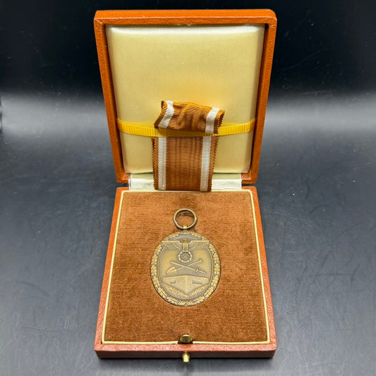 WWII German West Wall Medal displayed in original presentation case
