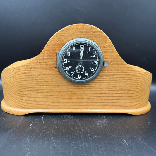 Original WWII German Kienzle military clock mounted in wooden display stand