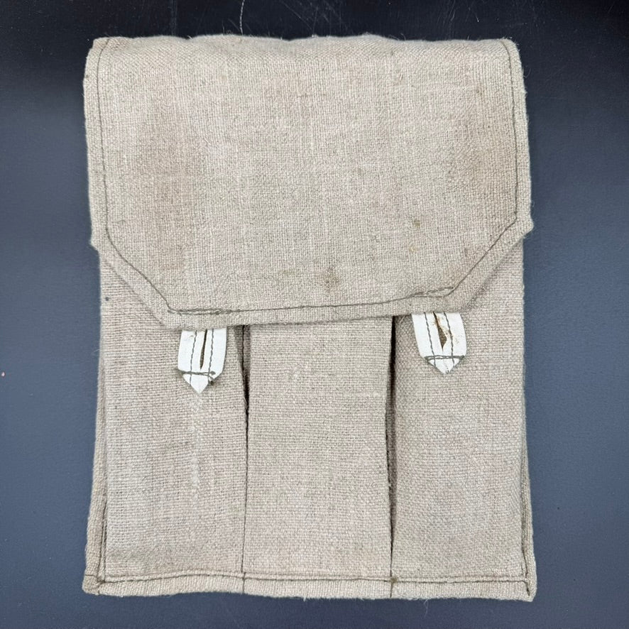Original WWII Soviet PPSh-41 ammunition pouch front view in khaki canvas