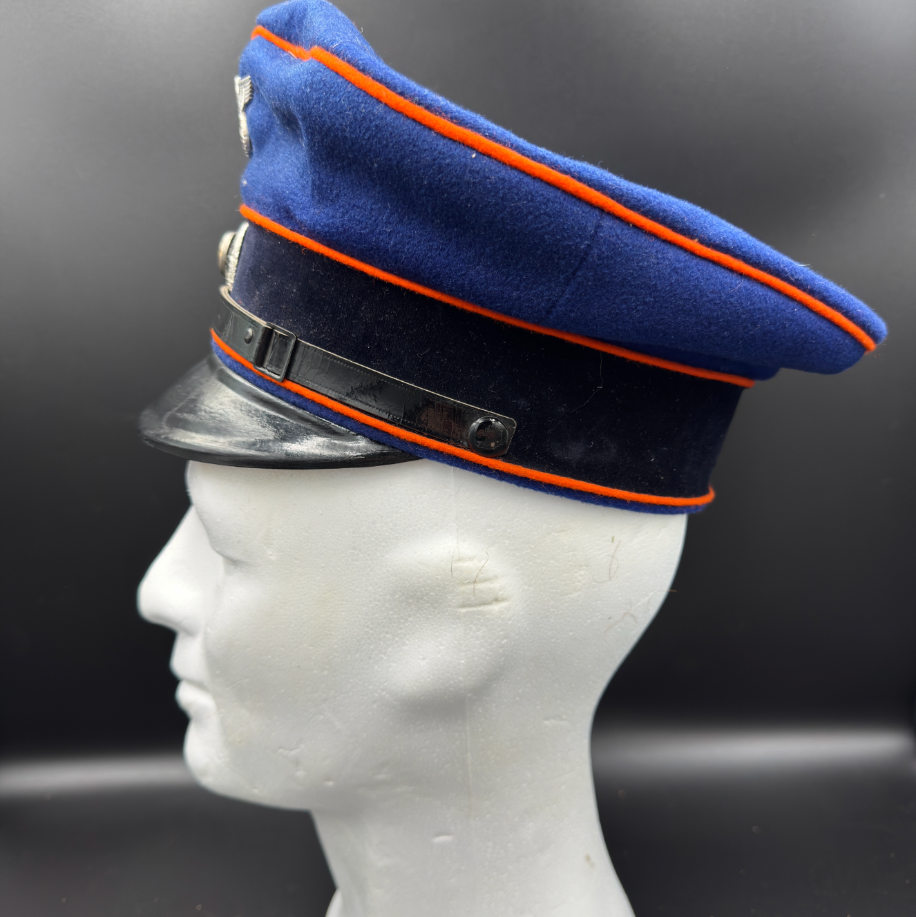 WW2 original artifact – Postal Service (Postschutz) EM/NCO Visor Cap – interior detail