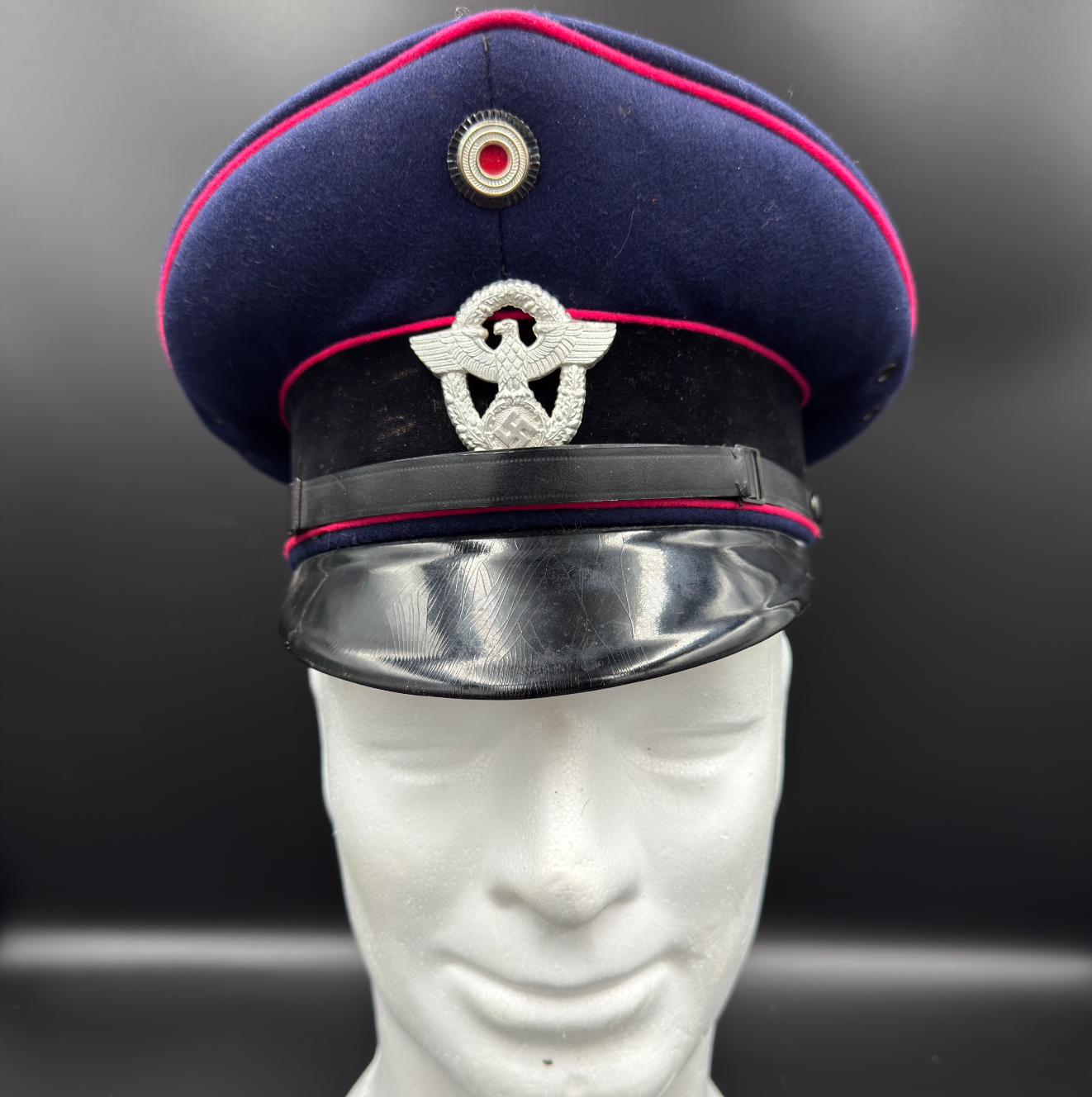 WW2 original artifact – Feuerschutzpolizei (Fire police) EM/NCO visor cap – AxisArtifacts