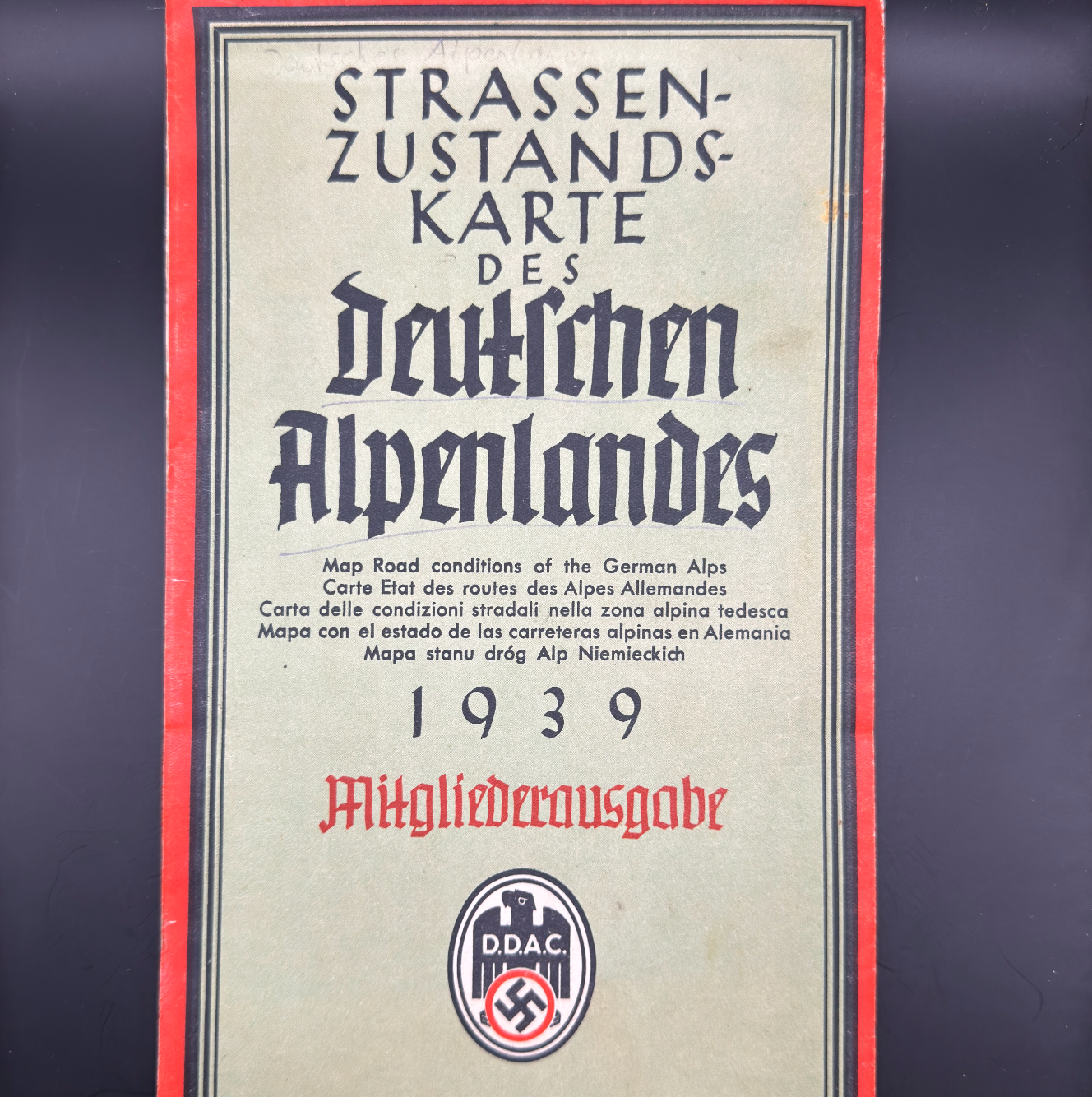 WW2 original artifact – Strassen Zustands Karte DDAC 1939 – AxisArtifacts