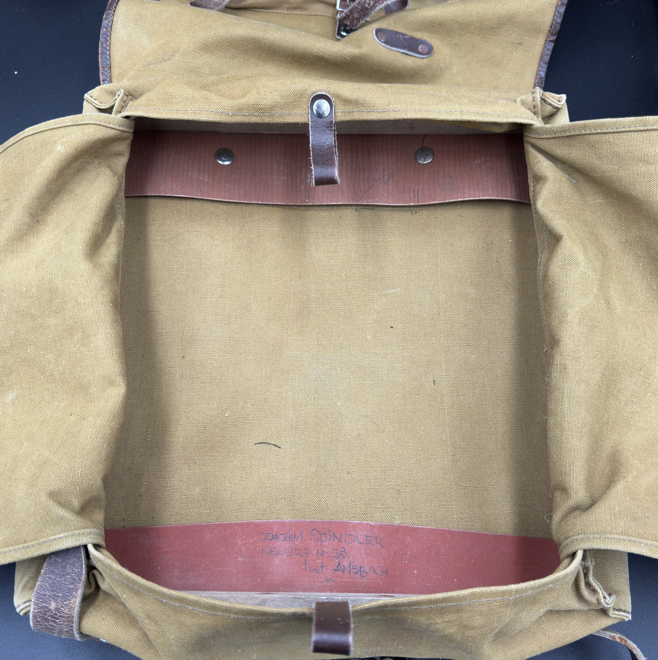 WW2 original artifact – HitlerJugend Tornister – interior page