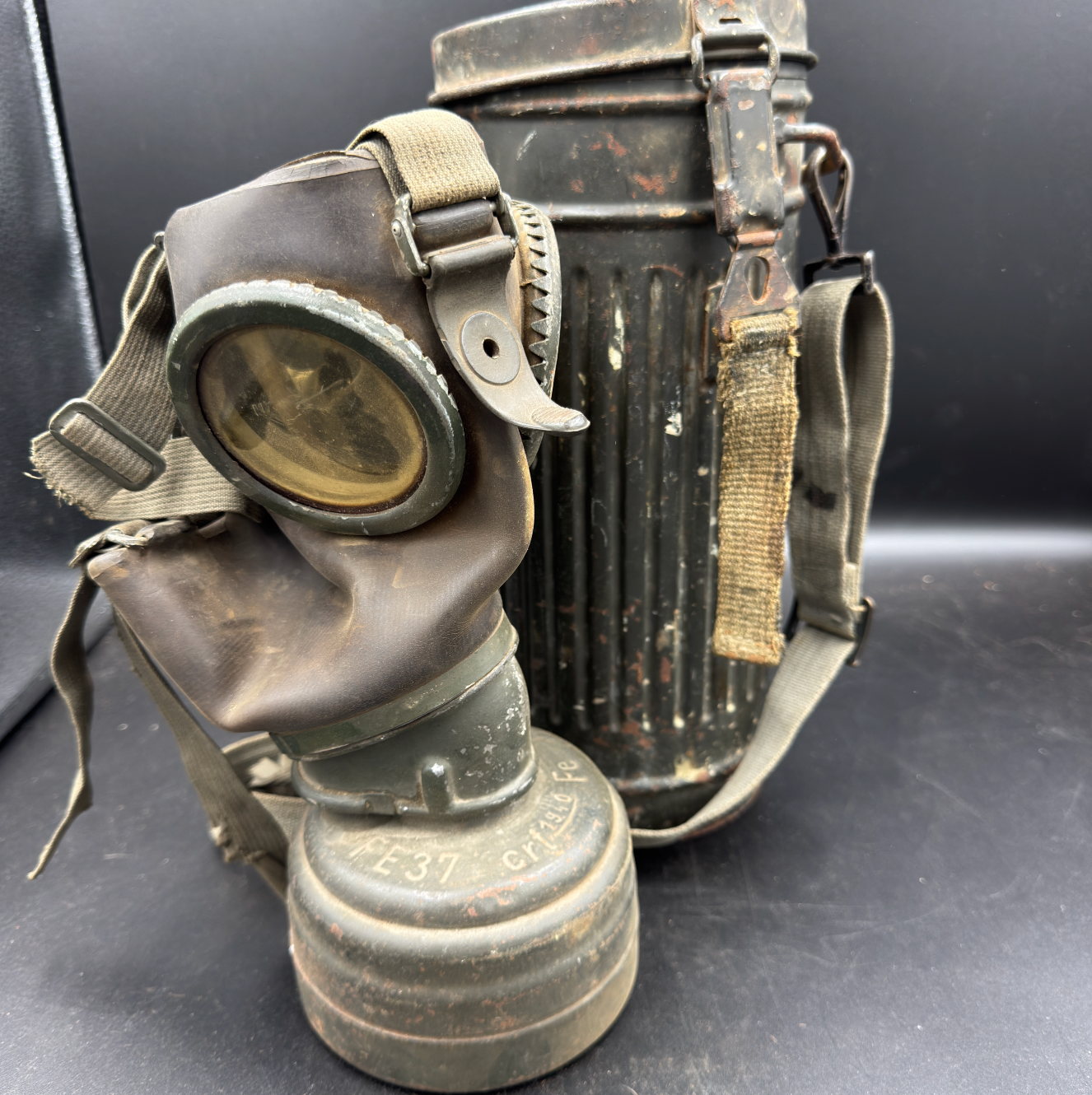 WW2 original artifact – German Gassmask with canister – AxisArtifacts