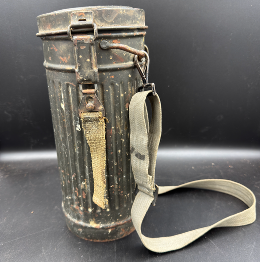 WW2 original artifact – German Gassmask with canister – interior detail