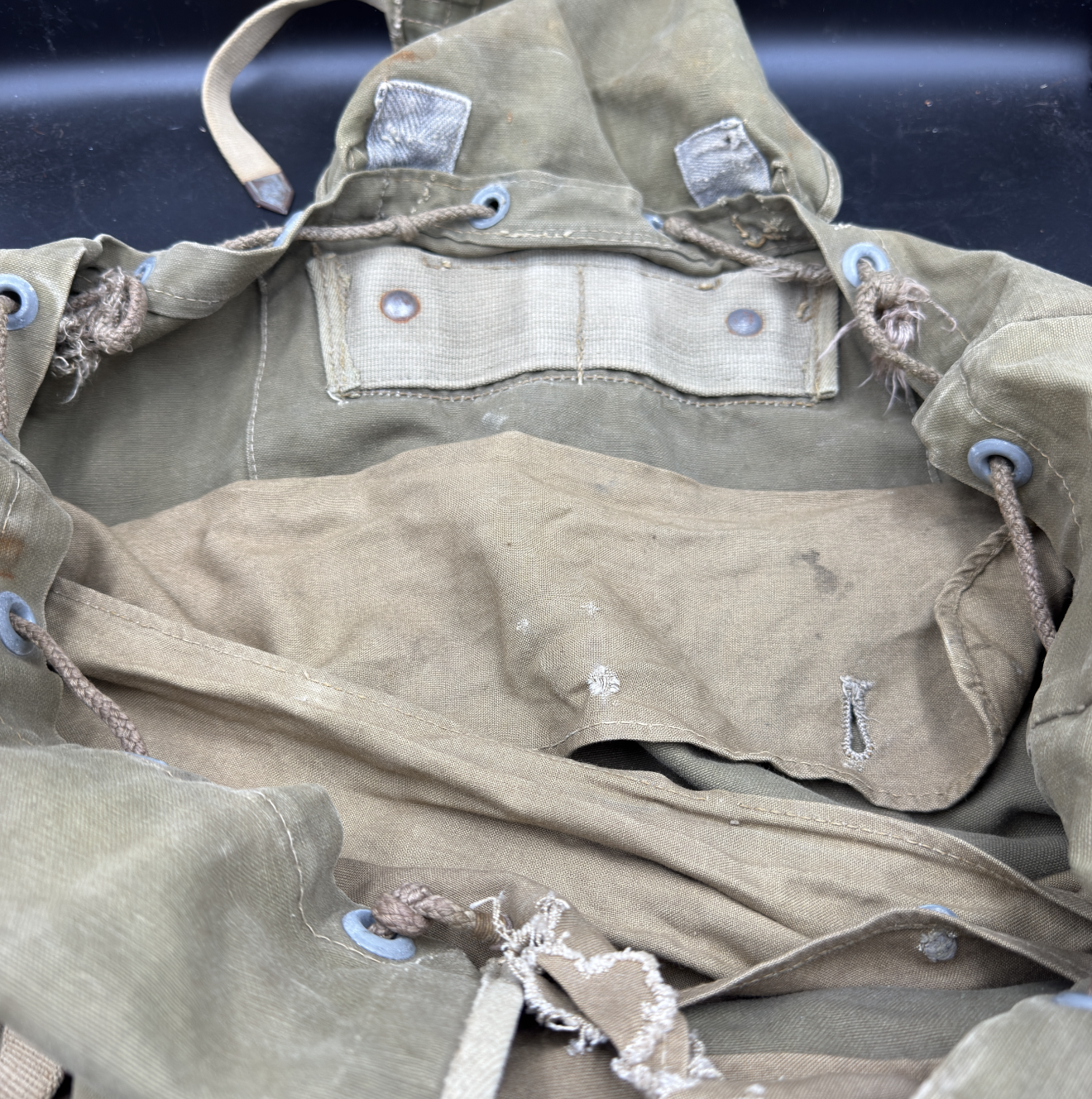 WW2 original artifact – Wehrmacht Original Tropical Backpack Afrikakorps – interior page