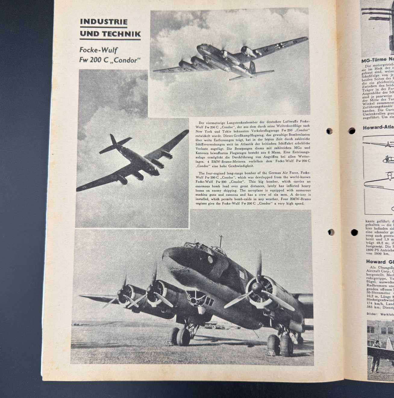 WW2 original artifact – Der Deutsche Sportflieger February 1941 – interior page