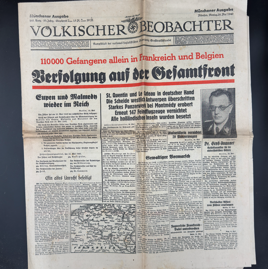 WW2 original artifact – RARE: Völkischer Beobachter May 20 1940 – AxisArtifacts