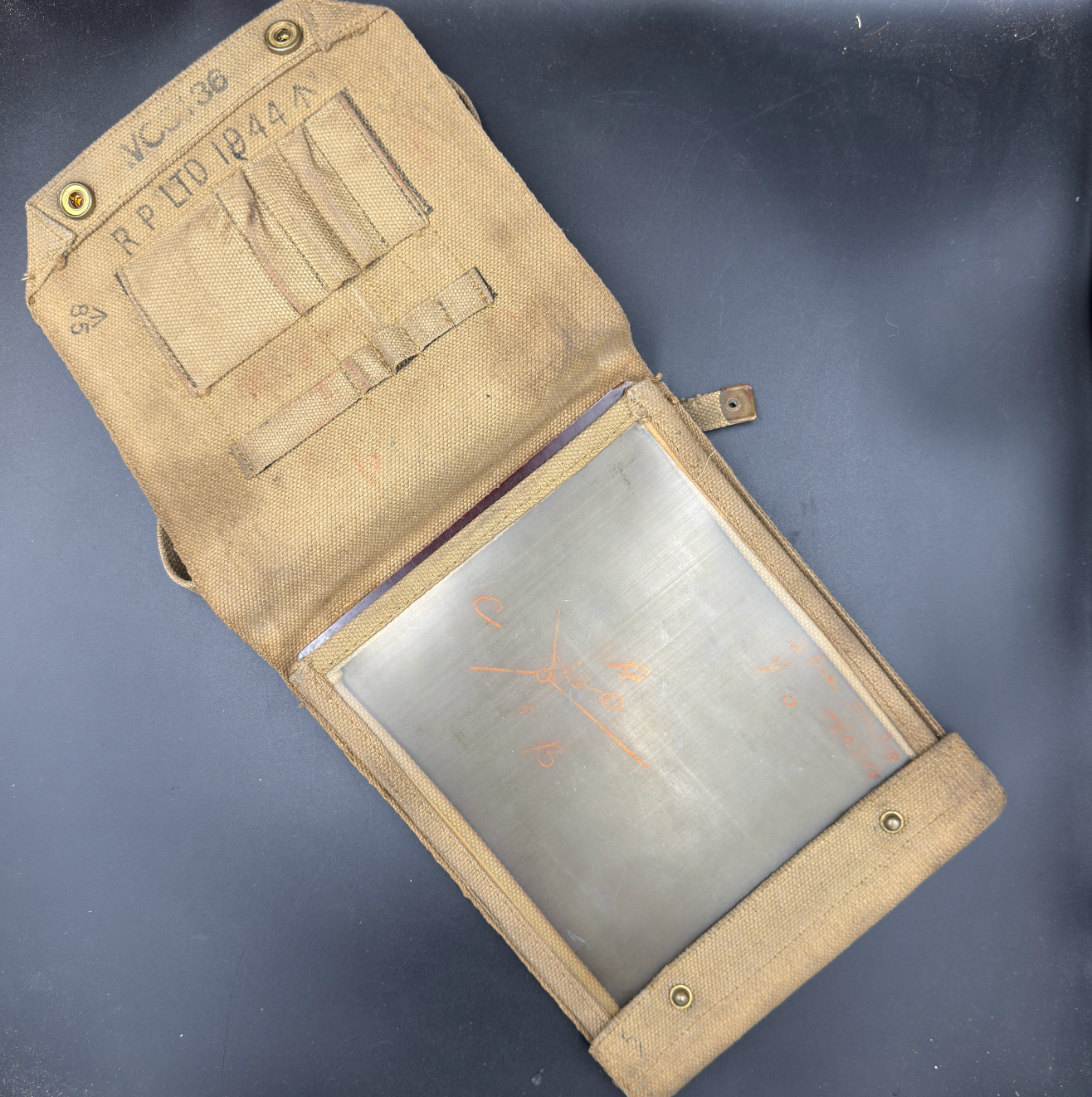 WW2 original artifact – British WWII Officer Map Case: WW2 Dated 1944 – AxisArtifacts