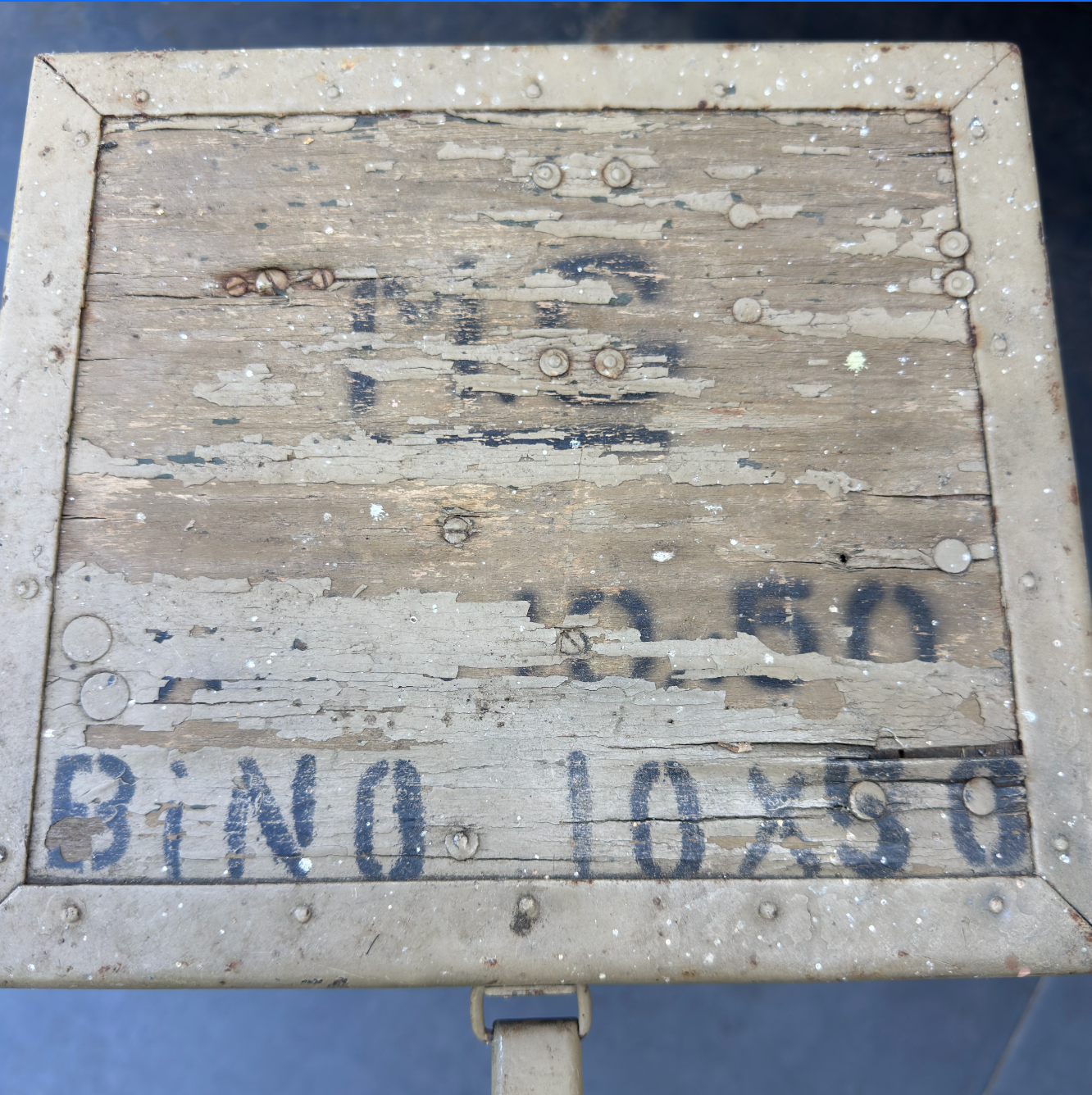 Exterior of WWII German wooden transport chest with faded original markings