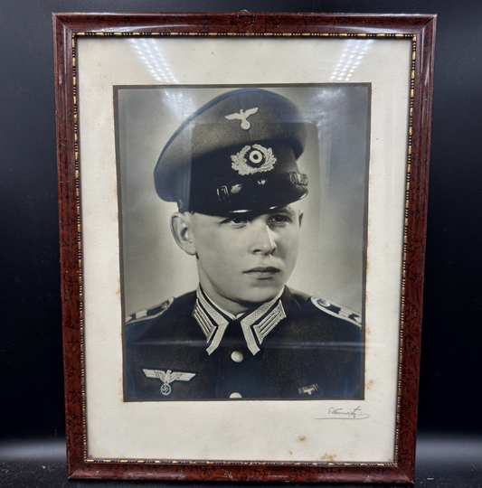 WW2 original artifact – Wehrmacht Non-Commissioned Officer Photograph in Elegant Wooden Frame – AxisArtifacts