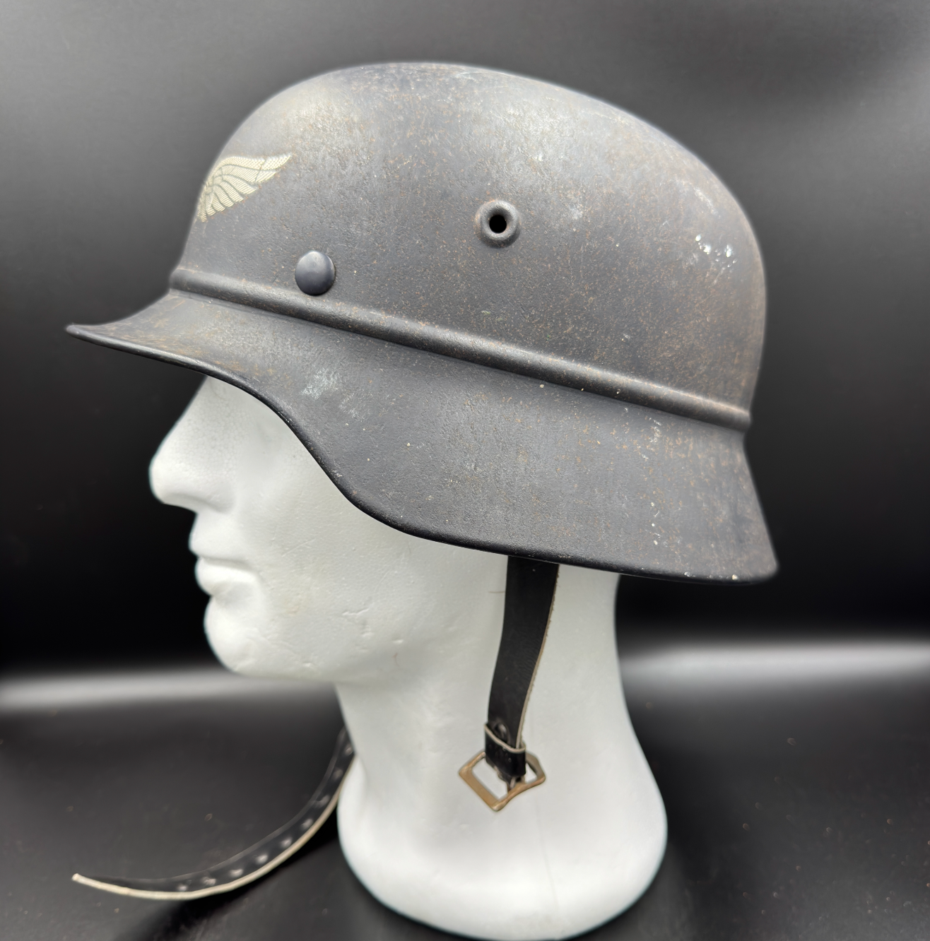 WW2 original artifact – M40 ‘beaded’ Luftschutz steel helmet Q66 – AxisArtifacts