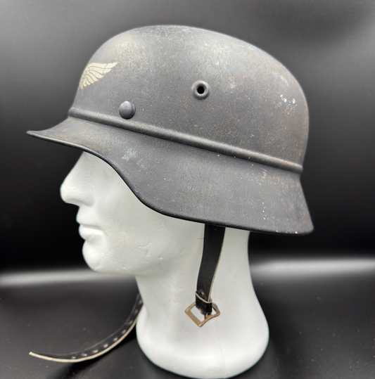 WW2 original artifact – M40 ‘beaded’ Luftschutz steel helmet Q66 – AxisArtifacts