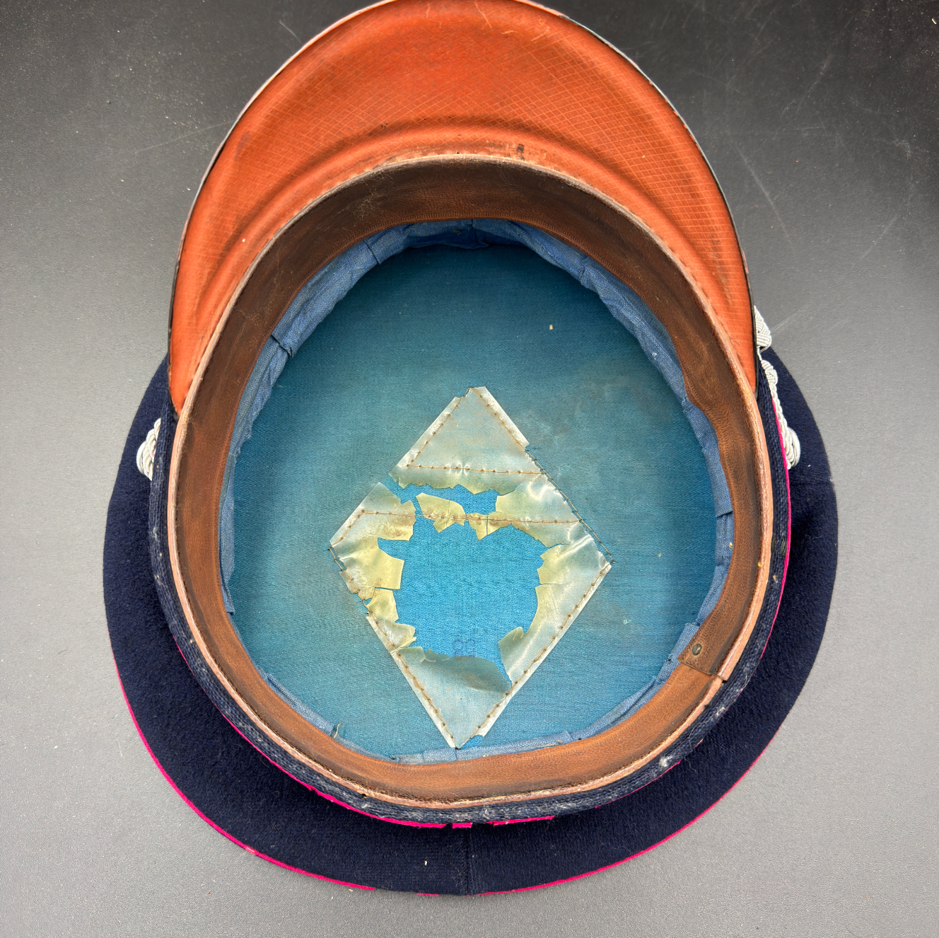 WW2 original artifact – Visor Cap for Officer from Feuerschutzpolizei – interior page